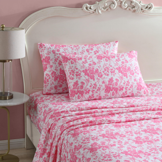 Betsey Johnson - Queen Sheets Soft & Lightweight Bedding Fade & Wrinkle Resistant (Betseys Toile Pink Queen)