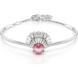 Swarovski Idyllia Rhodium Plated Pink Shell Pink Bangle - Adjustable
