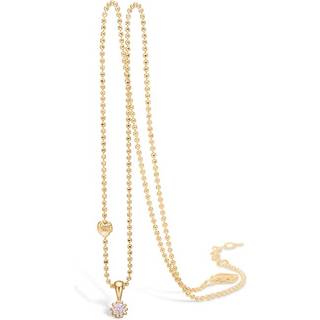 Blossom Copenhagen 9 kt guld vedhæng med pink zirkon på forgyldt kæde, 45 cm