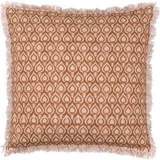 Yard Yard Pecan Brown Georgi Fringed Polyester Filled 100% Cotton Cushion
