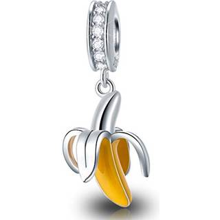 Frugt banan dingle charme 925 sterling sølv gul emalje pasform pandora kvinder armbånd europa slange perler charme til armbånd halskæder bryllup/