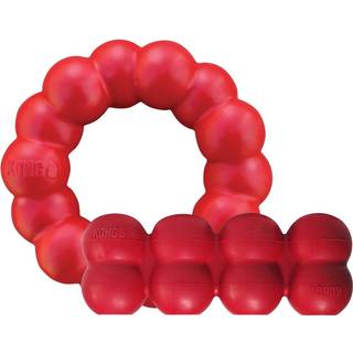 Kong Ring & Goodie Ribbon - Holdbart gummi Hund Legetøj - Ring Chew Toy For Dog Dental Health - Treat Dispensing Rubber Bone Toy - Engagering Kon