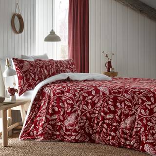 Dreams & Drapes Dreams & Drapes Red Christmas Woodland Owls Plush Fleece Duvet Cover Set
