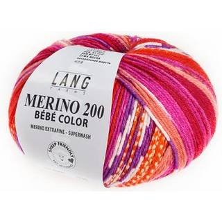 Lang Yarns Merino 200 Bebe Color 360 Indhold: 100% Superwash Merinould Vægt/længde: 50 g = 203 meter Anbefalede pinde: 2,5-3,5 mm. Strikkefasthed: 10 x 10 cm = 28 m x 32 p Vask: Finvask 40ºC / Brug aldrig skyllemiddel / Tørres fladt.