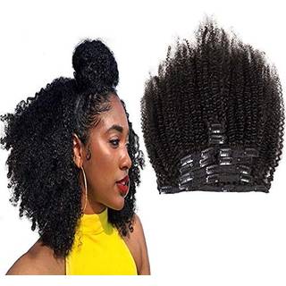 Saga Queen Hair Mongolian Afro Kinky Curly Clip in Hair Extensions 9pcs 20Clips 120G/Bundle Mongolian Virgin Remy Human Hair Clip in Hair (1 Bund