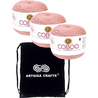 Lion Brand Coboo Mauve 835-145 (3-SKEINS-Samme farvestof) DK ??Light Worsted #3 Cotton Bamboo Yarn til hækling og strikning med projektpose