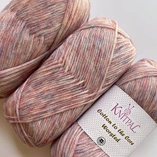 Bomuld til kernen mediumvægt #4 Ekstra blød baby bomuldsgarn til strikning af hæklingstæpper Heathered 3 Skeins 654yds/300g (baby lyserød)