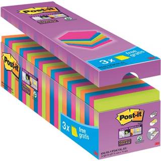 Post-it Super Sticky notes 76x76mm ass 21+3 GRATIS