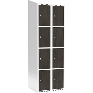 Garderobeskab 2x300 mm Skråt tag 4-delt søjle Laminat dør Nocturne wood Cylinderlås
