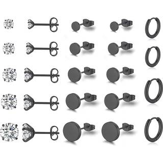 Kanoue 12 par rustfrit stål små stud øreringe til kvinder multipack kubik zirconia ørering