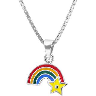 trendor 41679 Kinder-Halskette Silber 925 Collier mit Regenbogen-Anhänger