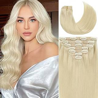 Lacer Hair Extensions Clip in Human Hair Light Platinum Blonde #60A 120G 7pcs pr. S?t silkeagtigt 100% klip i h?rforl?ngelser Remy Human Hair 16