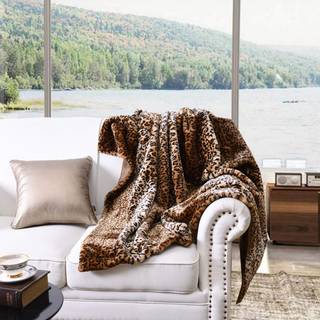 Faux pels kast tæppe leopard seng tæppe 50 """" x70 """" super blød varm vendbar med flanel fleece fuzzy trykt tæppe