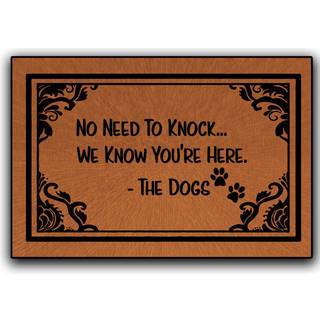 Accssoey Funny Doormat Ingen grund til at banke Vi ved, at du er her Doormat med kæledyrsnavn 23,6 x 15,7 tommer dørgulv Mat udendørs indendørs f
