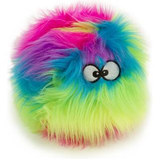 Godog Furballz Squeaky Plush Ball Dog Toy Chew Guard Technology - Rainbow Small