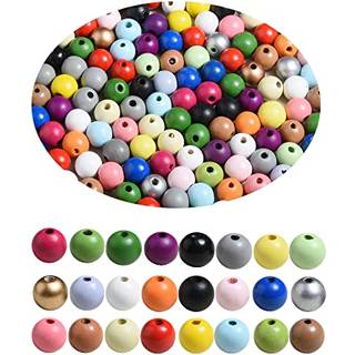 230 pcs 16 mm farverige runde tr?perler til h?ndv?rk 23 farver farvet natual malet tr?afstand l?se perler til hjemmefestfestivaldekoration (bland