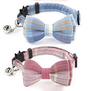 Superbuddy Cat Collars Breakaway With Cute Bow Bell - 2 Pack Kitten Collar Plaid med aftagelig bowtie til katte killinger
