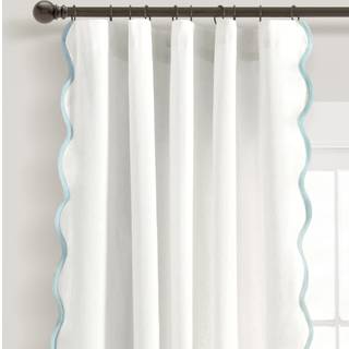 Frodig indretning kyst chic scallop kant vindue gardin panel par 52 """" w x 84 """" l blå & hvid