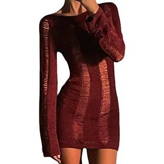 Pdxnyxx lang?rmet kjole til kvinder sexet y2k kjole y2k sweater bodycon kjoler til kvinder y2k toppe (claret s lille)