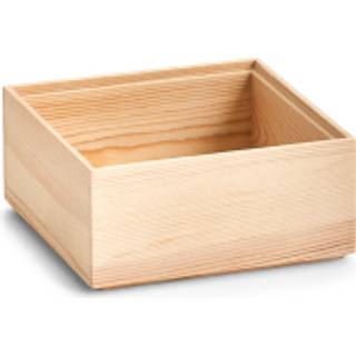 Zeller - Stabelbare kasser i fyrretræ - Natur - 15cm x 15cm x 7cm - Sylvia