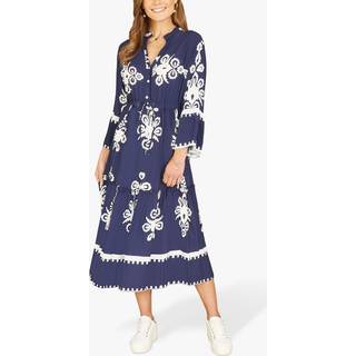 Yumi Yumi Blue Viscose Midi Dress With Long Sleeves
