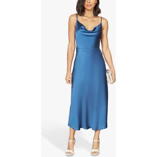 Yumi Yumi Blue Satin Cowl Neck Midi Dress