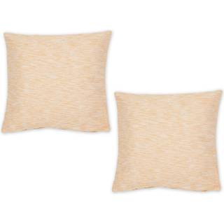 Honningguld og off-white tonal genanvendt bomuldspude 18x18 sæt/2