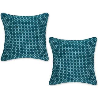 Teal dobby plus genanvendt bomuldspude cover 18x18 sæt/2