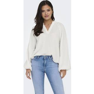 Only - Hvid - Onlthyra Life Ls V-Neck Top Noos Wv - Small