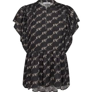 Co Couture LogoCC Line Frill Top Black 35474