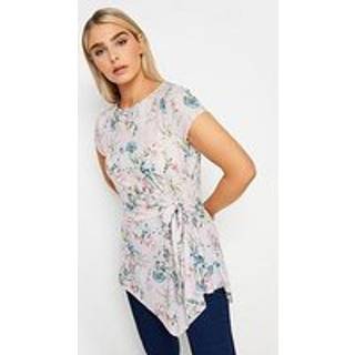 M & Co M & Co Pink Short Sleeve Tie Waist Asymetric Top