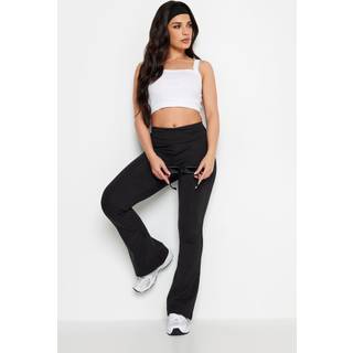 PixieGirl Petite PixieGirl Petite Black Fold Over Waist Flared Leggings