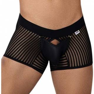CandyMan Striped Mesh Bottomless Boxer Briefs - Black