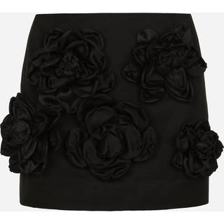 Dolce&Gabbana Floral-appliquÃ© cotton-blend miniskirt - black - M