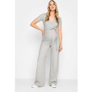 Lts Tall Grey Ribbed Wrap Maternity Jumpsuit 12 Lts | Tall Women's Jumpsuits