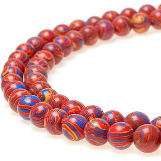 MJDCB Synthesis Color Malachite perler smukke mode runde stenperler til DIY -smykker, der fremstiller 15 (4 mm bl? - r?d - gul)