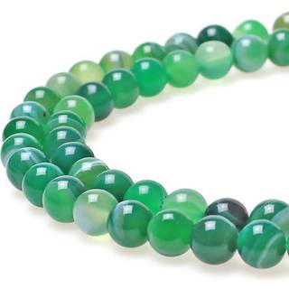 MJDCB Natursten Perler Gr?n stribet agat Round Loose perler til smykker, der fremstiller DIY armb?nd halsk?de (8 mm)