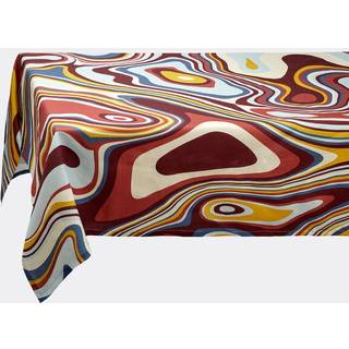 L'Objet Table Linens - 'Linen Sateen Waves' tablecloth, large, red in Red Linen