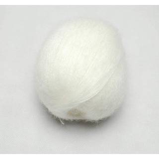 Luwigs 38G/Skein Mohair garn til strikning af bl?d mohair lang angora uldgarn til DIY t?rkl?de h?klet tr?d forsyninger (en sk?ve hvid)