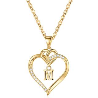 Storup Valentines Day Gifts til hende - 14k guldbelagt hjerte initial m halskæde Dainty hjerte halskæder til kvinder søde hjerte halskæder til kv