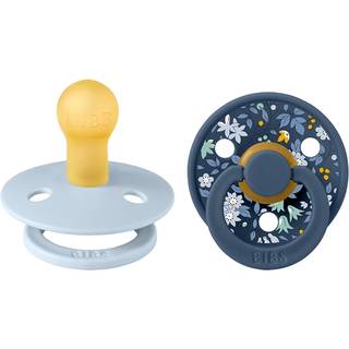 BIBS Rund Colour Sut - 2-Pak - Str. 2 - Naturgummi - Liberty - Chamomille Lawn/Baby Blue Mix