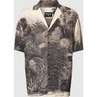 Strellson Herren Kurzarmhemd beige,schwarz gemustert