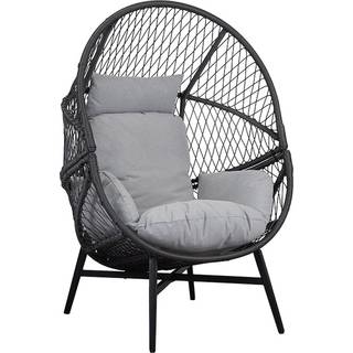 Rosario loungestol med hynder, polyrattan, sort