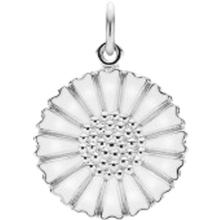 Lund Copenhagen marguerit vedhæng 18 mm - sølv/hvid - 908018-H