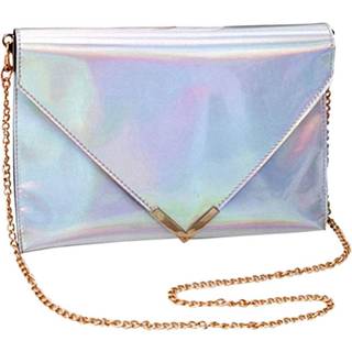 GOCLOTHOD STORE SKULDER BAG Kvinder Holografisk konvolut kobling Håndtaske Kæde Crossbody Bag Tote Purse (sølv)
