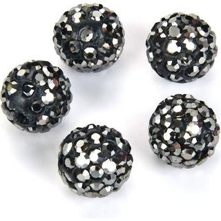 50stk ADABELE GRAD A SunCatcher Crystal Rhinestone Pave Loose Perles 12mm Jet Hematite Black Polymer Clay Disco Spacer Ball kompatibel med Shamba