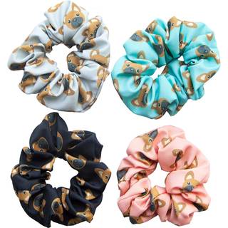 Happie Hare Scrunchies - Bomuldsrunder Elastiske h?rb?nd - Scrunchy Hair Ties - Girls Hair Tilbeh?r - Gaver til kvinder (4 Pack Fenchie Scrunchie