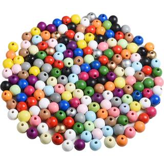 230 pcs 16 mm farvede natual træperler til håndværk 23 farver farverig runde malet træafstand løse perler til hjemmefestfestivaldekoration (bland