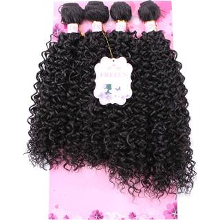 Frelyn Kinky Curly Bundles Synthetic Hair Weave Extensions 2# Dark Brown 18 18 20 20 inches 4 Pcs Varmebestandig fiber bl?d og naturlig som menne