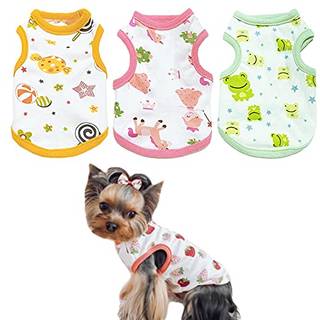 PETCARE 3 Pack Premium 95% Bomuld Sm Hundeskjorter Tj - Blde sde hvalpedragter - Komfortmode Hundeskjortevest til sm hunde Katte Shih Tzu Do